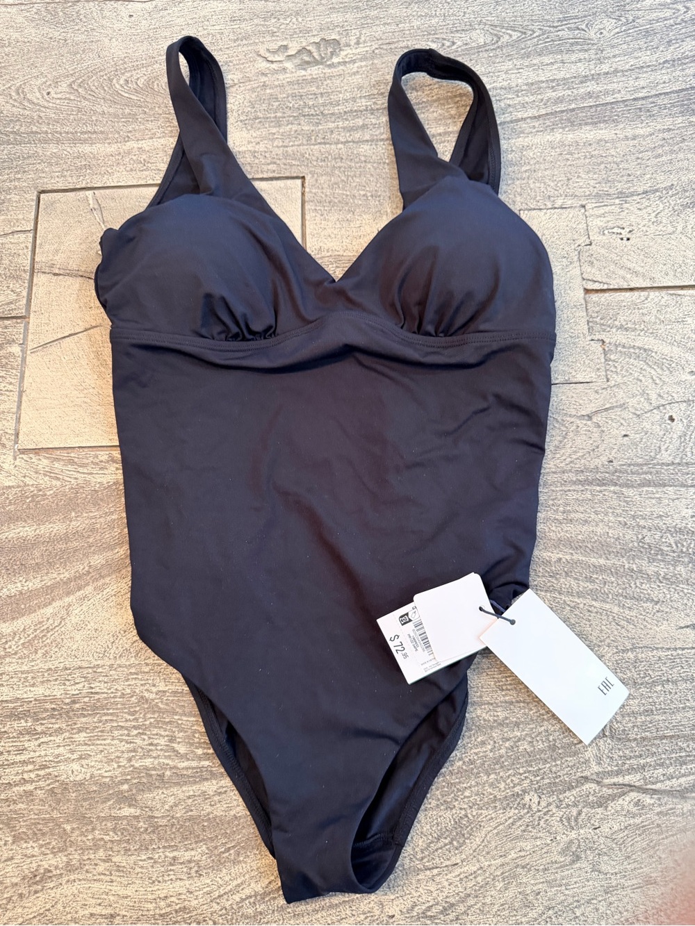 Piombo Black One-Piece Swimsuit with Branded Tag